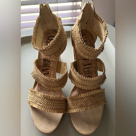 Sam & Libby Fringe Woven Ankle Strap Heel Sandal - Picture 6 of 8